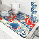 Ljojo Marine Coral Diatoms Absorbent Non-slip Kitchen Drain Mat