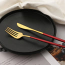 Ljojo 16-Piece Red Gold Matte Stainless Steel Cutlery Set