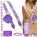 Ljojo 4Pcs Colorful Tumbler Cup Holder Set with Adjustable Strap & Handle