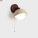 Ljojo Mid Century LED Wall Lights, Yellow Travertine Finish, Pull Chain Switch