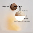 Ljojo LED Wall Lights Japan Style White Glass Yellow Travertine Pull Chain Switch