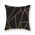 Ljojo Luxury Gold Black Geometric Marble Stripe Pillowcase