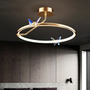 LED Gold Ring Butterfly Chandelier Pendant Light Fixture by Ljojo - Elegant Home Decor Lighting for Living Room