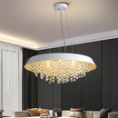 Modern Round Crystal Chandelier LED Light Fixture for Dining Room Living Room | Ljojo White Crystal Chandelier