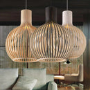 Ljojo Wooden Chandelier Modern Pendant Lamp Nordic Ceiling Hanging Light Black Metal Glass Shade