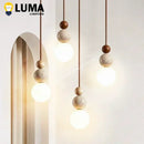 Ljojo Yellow Travertine Pendant Lights - Nature Stone Wood Hanging Lamps for Bedroom & Kitchen