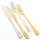 Ljojo 16pcs Retro Silver Stainless Steel Dinnerware Set with Creative Carving