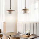 Ljojo LED Stone Pendant Light Indoor Chandelier - Walnut/Log Yellow Travertine - Parlor Bedroom Cafe Bar