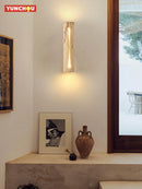 Japanese Yellow Travertine Wall Sconce by Ljojo | Wabi Sabi Up Down Light for Living Room