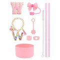 Ljojo 10-Piece Tumbler Accessories Set: Straw, Cover, Cap, Boot, Spill Proof Stopper, Letter Keychain, Charm, Sticker