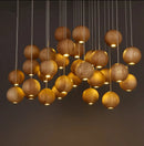 Ljojo LED Wooden Ball Chandelier for Living Room, Hotel, Restaurant, Villa, and Bedroom