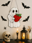 Ljojo™ Halloween Ghost Hanging Decor, Cute Strawberry Ghost Design - Window/Wall Ornaments