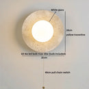 Ljojo LED Pull Chain Wall Light: Yellow Cave Stone Wood Wabi Sabi Design