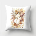 Fox and Bird Polyester Pillowcase by Ljojo: Cartoon Landscape Cushion Cover for Sofa