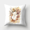 Fox and Bird Polyester Pillowcase by Ljojo: Cartoon Landscape Cushion Cover for Sofa