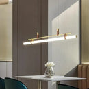 Ljojo LED Long Tube Chandelier Black/Gold Leather Acrylic Pendant Light