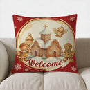 Gingerbread Christmas Welcome Pillow Cover by Ljojo
