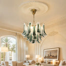 Ljojo European Green Murano Glass Chandelier Tiered Colorful Hanging Lamp
