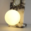 Ljojo Marble White Desk Lamp with Glass Ball Accent, Ideal for Bedroom, Foyer, Hotel