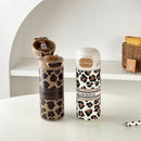 Ljojo Leopard Print Stainless Steel Tumbler with Straw -  Luxury Thermal Coffee Cup