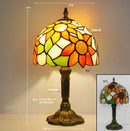 French Table Lamp Stained Glass Red Rose 8 Inches Bedside Reading Light Ljojo