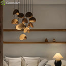 Industrial Minimalist Art Walnut Wood Clip LED Pendant Lights Chandelier for Home Decoration by Ljojo