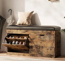 Ljojo™ Shoe Storage Bench with Cushioned Seat & Flip Drawers