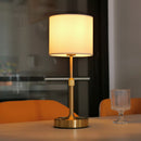 LED 5w Rechargeable Table Lamp Cordless Dimmer Reading Light Copper White Linen USB Touch