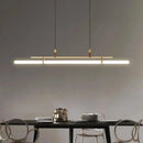 Ljojo LED Long Tube Chandelier Black/Gold Leather Acrylic Pendant Light