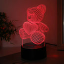 3D Heart Little Bear Night Light Night Decor Ljojo Bedroom Desktop Atmosphere Light
