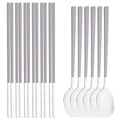 Ljojo 12-Piece Green Handle Stainless Steel Dinnerware Set chopsticks spoons flatware