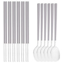 Ljojo 12-Piece Green Handle Stainless Steel Dinnerware Set chopsticks spoons flatware