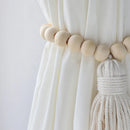 Wooden Bead Curtain Tiebacks by Ljojo™ - Boho Macrame Holdbacks with Cotton Rope
