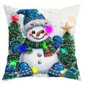 Ljojo LED Christmas Pillowcase with Santa Claus Snowman Garland Pattern