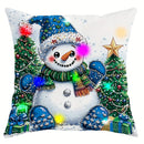Ljojo LED Christmas Pillowcase with Santa Claus Snowman Garland Pattern