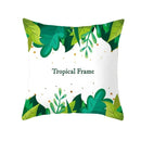Flamingo Flower Rainforest Cushion Cover with Tropical Plant Animal Pattern by Ljojo