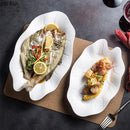 Ljojo Lotus Leaf Fish Plate Ceramic Creative Serving Dish Restaurant Tableware