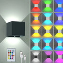 Ljojo LED Square Wall Lamp 6W Remote-Controlled USB Rechargeable Indoor Light