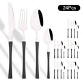 Ljojo 24Pcs Pink Gold Stainless Steel Cutlery Set - Western Flatware Tableware