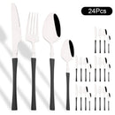 Ljojo 24Pcs Pink Gold Stainless Steel Cutlery Set - Western Flatware Tableware