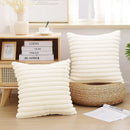 Ljojo Luxury Faux Fur Striped Pillow Covers White