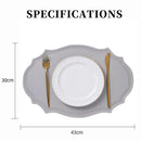Ljojo Light Grey Faux Leather Oval Placemats for Stylish Table Decor