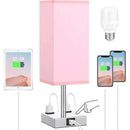 Ljojo LED Desk Lamp with Touch Control, USB-C+A Port, Dual AC Outlets, Rechargeable Battery