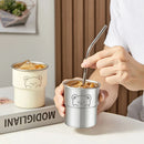 Ljojo Little Bear Stainless Steel Coffee Cup with Wooden Pad
