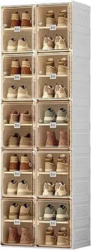 Ljojo™ Shoe Storage Box: Folding Organizer Rack with Magnetic Clear Door