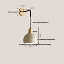 Ljojo LED Pull Chain Wall Sconce Cement Shade Wood Stair Light