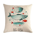 Ljojo Lotus Carp Print Cushion Cover for Home Decor on Mahogany Chair