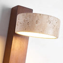 Ljojo LED Wall Light Mirror Stone Wood Wall Art Decor Bedroom Lamp