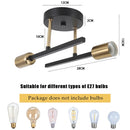 Ljojo Matte Black Gold Ceiling Light for Living Room Bedroom Office