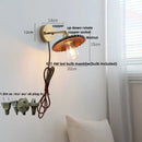 Ljojo LED Walnut Wood Wall Lamp Sconce, Modern Japanese Style, Pull Chain Switch